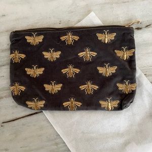 Elizabeth Scarlett  Honey Bee Charcoal Velvet Pouch / Clutch / Bag